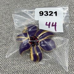 Vintage Monet Flower Brooch Purple Enamel Gold Tone 2 Inches Signed