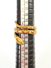 Spain 18kt Gold Chased Brass Coiled Snake Ring Size 8.5 7g