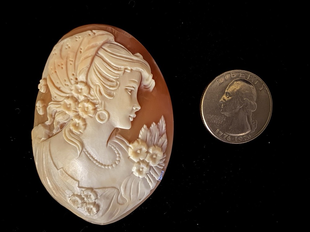 GIGANTIC Antique Victorian Loose Carved Shell Cameo Finely Carved – 58 X 45mm
