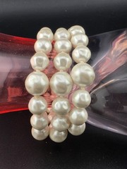 Vintage Graduated Baroque Lucite Pearls 3 Strand Statement 7″ Bracelet