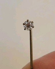 Vtg. Antique Goldplate Stick Pins Turquoise Color Faux Diamond Lapel Hat Pins