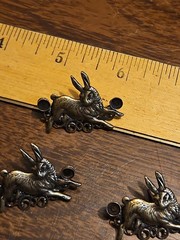 Lot Of 10 Cute Rabbit Post Earrings France Vintage 60s Brass Stampings Jewelry