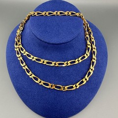 Vintage Figaro Chain Necklace Gold Tone 1990s 1/4″ Thick 29″ Long No Clasp