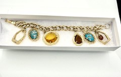 Vintage Etruscan Revival Style Charm Bracelet Watch Fob Style Gold Tone 7 1/8”