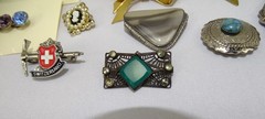 Lot of 10 Vintage Brooches plus 2 Button Covers, Various Styles and Colors
