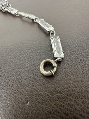 Vintage Art Deco Sterling Silver 925 Crystal Glass Bracelet Missing One Stone!!