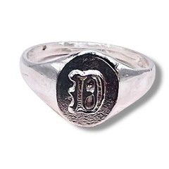 Vintage Initial Letter D Signet 925 Sterling Silver Baby Child Pinky Ring Size 3