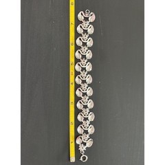 Vintage Lightweight Silvertone Cut-Out Leaves w Daisy Flowers & Clear Rhinestone