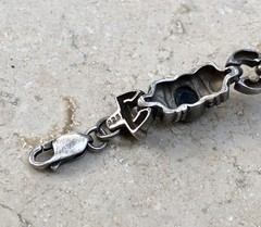 🖤✨AUTHENTIC VINTAGE STERLING SILVER BLACK ONYX LINK ESTATE JEWELRY BRACELET ✨🖤