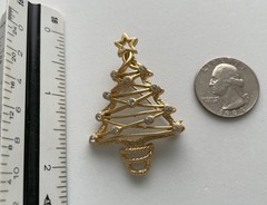 VINTAGE VERO CHRISTMAS TREE BROOCH PIN OPEN GOLD MID CENTURY MODERN MCM HTF 27