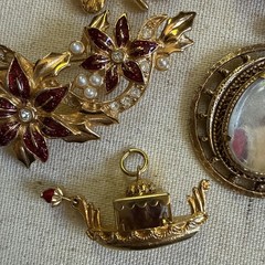 Vintage Style Jewelry Lot Gold Tone Brooch Earrings Charms Watch Mixed