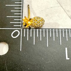 Vintage Pineapple Necklace & Earrings Gold Tone & 925 Rhinestones Crystal Beach