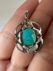 Vintage JJJ sterling silver blue stone Pendant