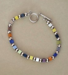 Rare Silpada B0641 Sterling Silver Moonglow Glass Bead Bracelet Retired Vintage