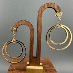 Vintage Drop Hoop Earrings Lot Multi Layered Circle Gold Silver Tone Pierced