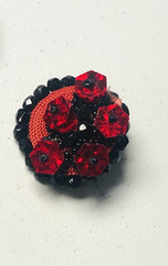 VTG/ANTIQUE RUBY RED DIMENSIONAL HEXAGON CRYSTAL CLUSTER EARRINGS BLACK BASE
