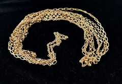 Vintage Signed NAPIER Gold Tone Varied 4 CHAIN LAYERED Necklace 24″ – 36″ L