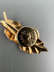 Vintage 14k GF Leaf Climber Earrings Screw Back Designer Signed Brushed Textured