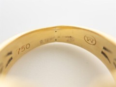 Signed MOVADO $5450 1ct VS F IDEAL CUT Diamond 18k Yellow Gold Band Ring 11g