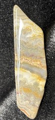 Agate Brooch Natural Stone Glossy Cream Gray Brown Tones 2 Inch