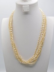C313-VINTAGE NECKLACE~MULTI STRAND/FAUX PEARLS~22″ LONG~CLASSIC