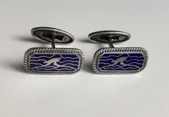 Vintage Silver cufflinks Bird (Seagull) hot enamel Silver 875 Made in the USSR