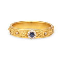 Antique GIA No Heat Sapphire Diamond Bracelet 19k Yellow Gold Leitao & Irmao