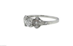 Antique Estate Art Deco Platinum 0.66ct Diamond Engagement Ring Size 8.5 EGL USA