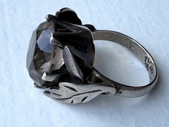 Vintage Sterling Silver Smoky Quartz Crystal Ring Size 7