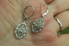 Art Deco Style Lab-Created Diamond Engagement Wedding 14K White Gold FN Earring