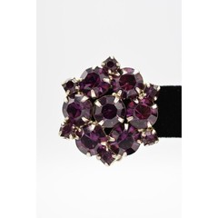 Vintage Purple Crystal Clip On Earrings Round Prong Silver Chunky 1960s BinAG