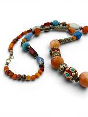 Vintage Himalayan Nepal Tibetan Necklace Turquoise Agate Carnelian Beads 32″