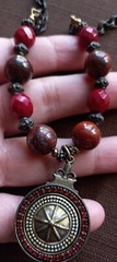Rare Vintage Retired Grandmother Button Necklace ,Rhinestones, Marble Stones,…