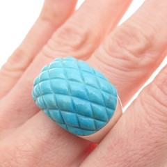 Jay King Desert Rose Sterling Vintage Sleeping Beauty Turquoise Ring Size 11.75