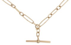 Antique 9K Rose Gold Watch Chain Dog Clip T Bar Trombone Paperclip Link 24g