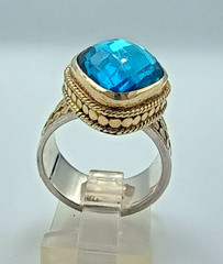 Anna Beck 925 18kt Gold Plated (GP) Blue Stone Ring Size: 7.5