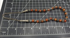 Vintage Orange Stone Bead Necklace – Ornate Metal Filigree Spacers, Boho Tribal