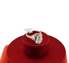 Vtg Sz 8 Ring Oval Triangle Cubic Zirconia 18KGE Gold Electroplate Jewelry USA