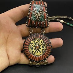 Old Traditional Vintage Piece Of Tibetan Tradition Amazing Ethnic Art Necklace