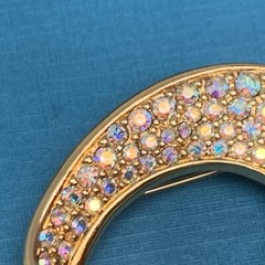 Swarovski Signed Brooch Pin Blue Green Crystal Peacock Rain Drop Iridescent