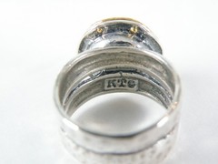 Modernist Sterling Silver 925 w 14K Gold Chunky Pearl Ring FITS Size 6.5