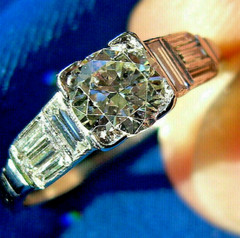 Original EARTH MINED DIAMOND Art Deco Engagement Ring SOLID PLATINUM Solitaire