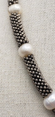 Vintage White Pearl Silver Tone Set Necklace 17″ Bracelet 6.25 in upstretched