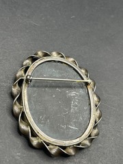 Antique Sterling Pietra Dura Pin/Brooch Mosiac Floral