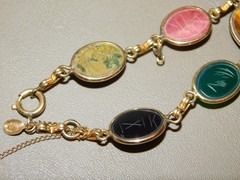 Bal-Ron Signed 5 Multicolor Scarab Link Bracelet 1/20 12k GF 7.50” L Vintage