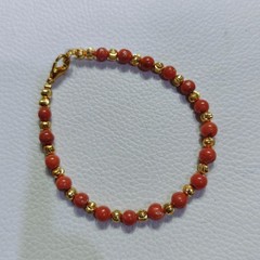 Vintage Natural Italy Coral Round Beads Bracelet Coral Gemstone Handmade Jewelry