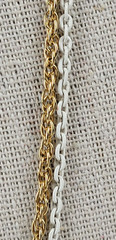 Vintage Gold And White Double Chain Necklace 30.5 In Spring Ring Clasp