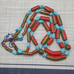 Vintage Venetian Gabri Style Glass Howlite Stone Beaded Necklace