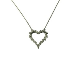 Vintage 14 Karat White Gold Diamond Heart Pendant Necklace #12403