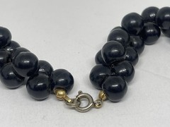Art Deco Revial Black Beauty Resin Beaded Necklace Twisted Cluster MCM Vintage